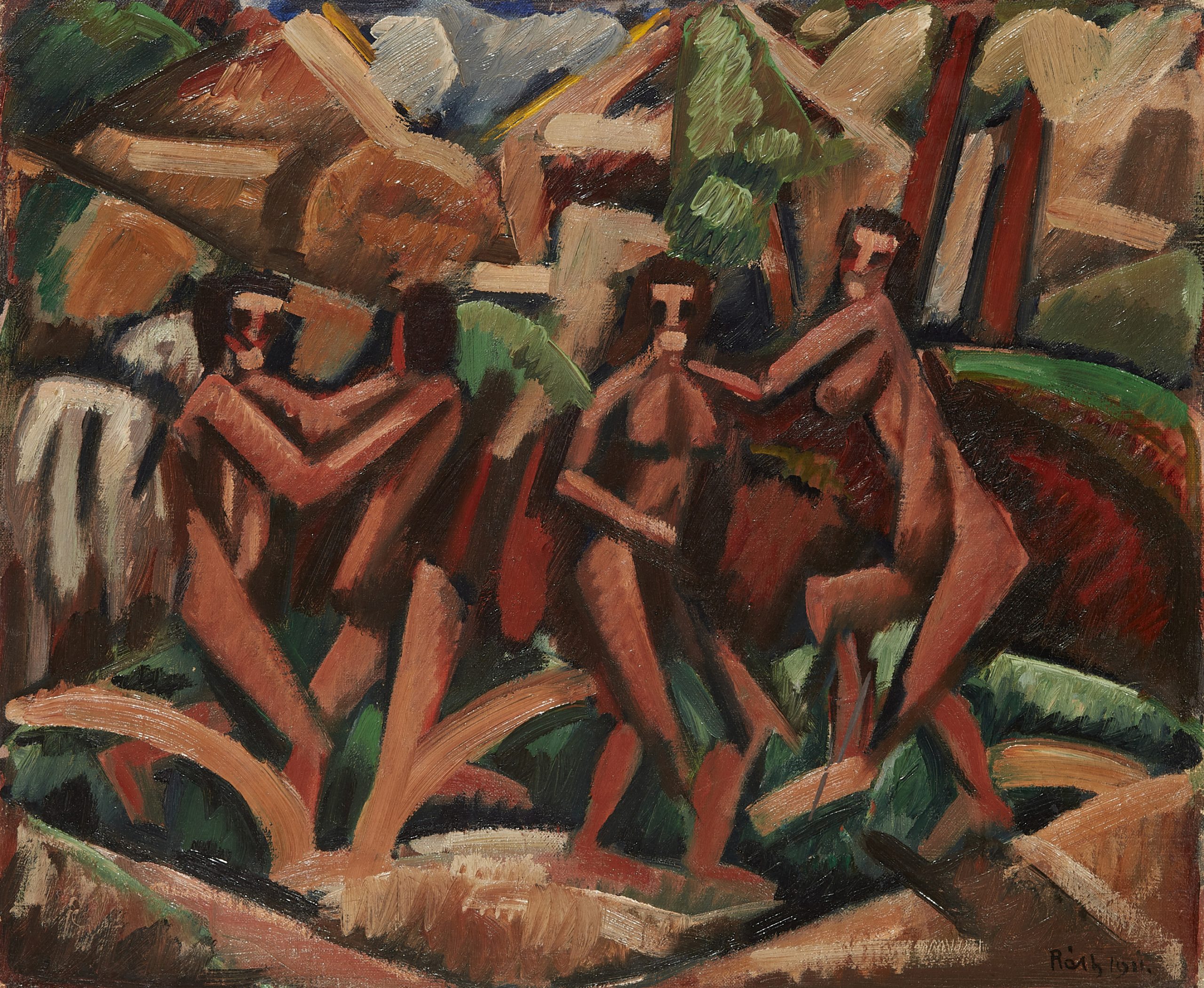 Alfred-Reth-Personnages-et-cheval-1911-oil-on-canvas-38×46-cm